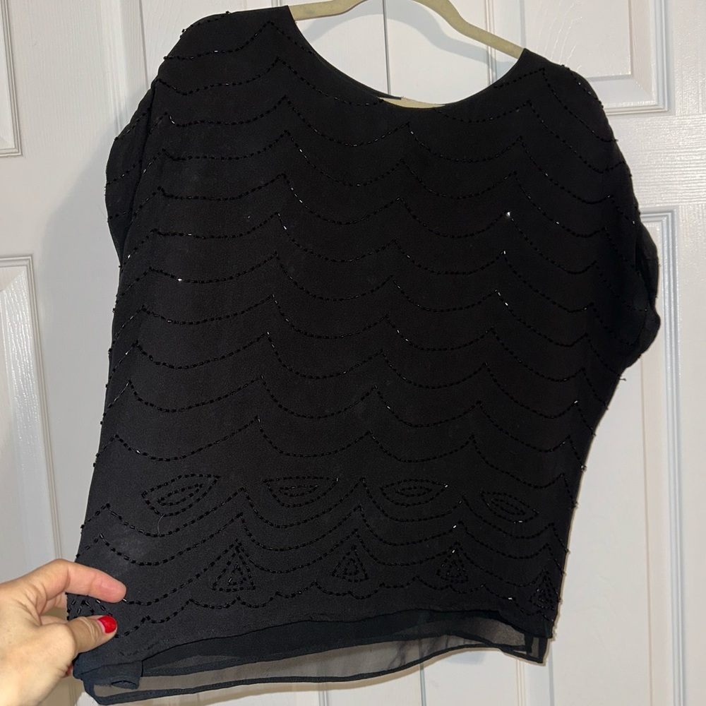 Parker Black Silk Beaded Top - Great Condition